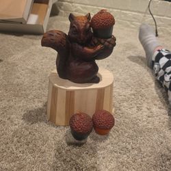 Vintage Squirel Candle Holder /with Candles 