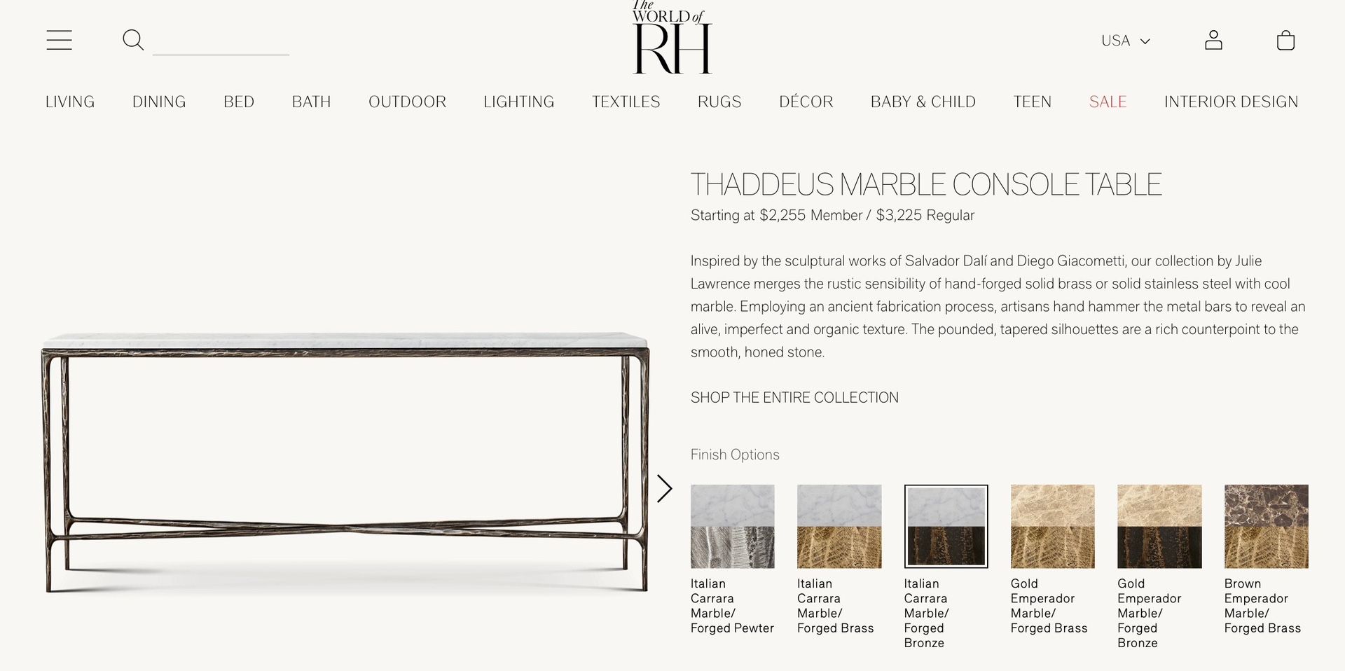 THADDEUS MARBLE CONSOLE TABLE