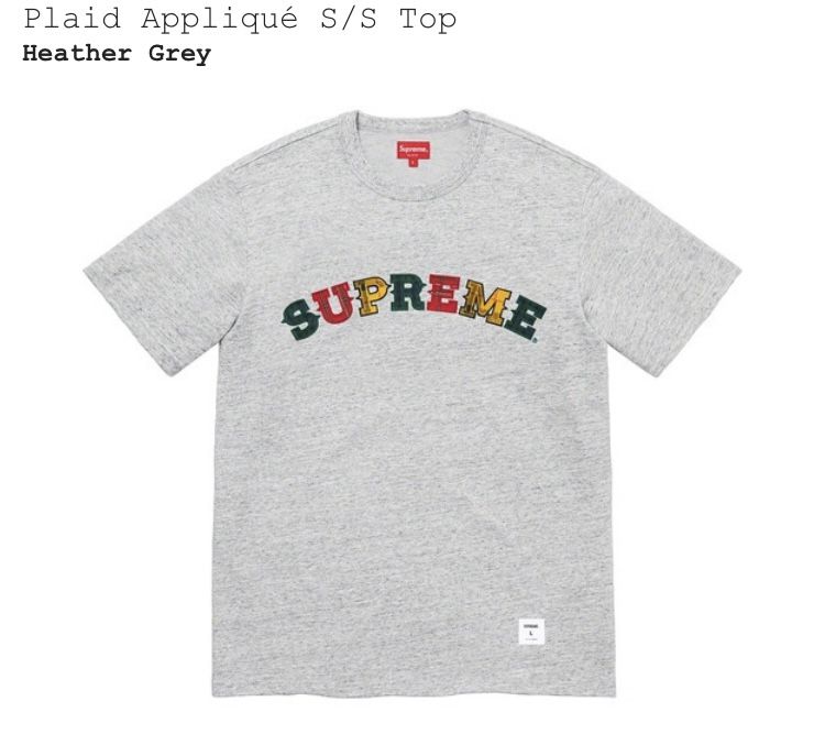 Brand new never used SUPREME plaid appliqué S/S top tee t-shirt size medium m