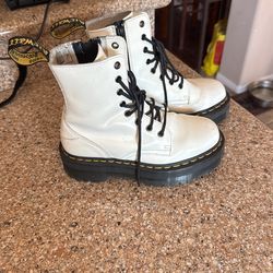Dr. Martens Air Wait Jadon Platform Lace Up Combat Boots White Womens 7 Men’s 6
