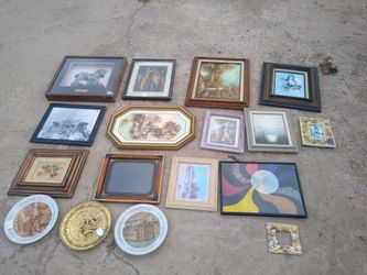 Lot: Paintings Decor Plates What Color Oil Acrylic