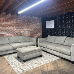 Free Delivery- gray matching sofa set and ottoman