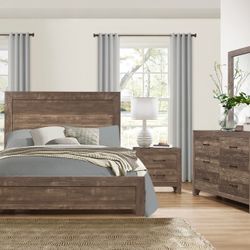 4PC Brown Queen Bedroom Set 