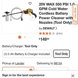 Dewalt Battery Powered Pressure Washer 