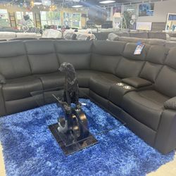 Black Reclining Sectional W Led Lights Also Comes In Brown White And Grey 
