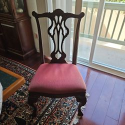 Thomasville Walnut Wood Dining Chairs Set Of Six 