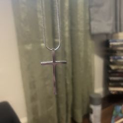 Silver Cross Charm And 18’ Chain 