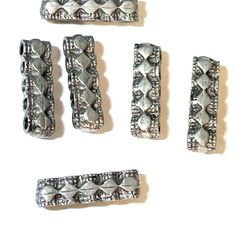 Lot Of 6 Sterling Spacer Bar 5-hole Beads