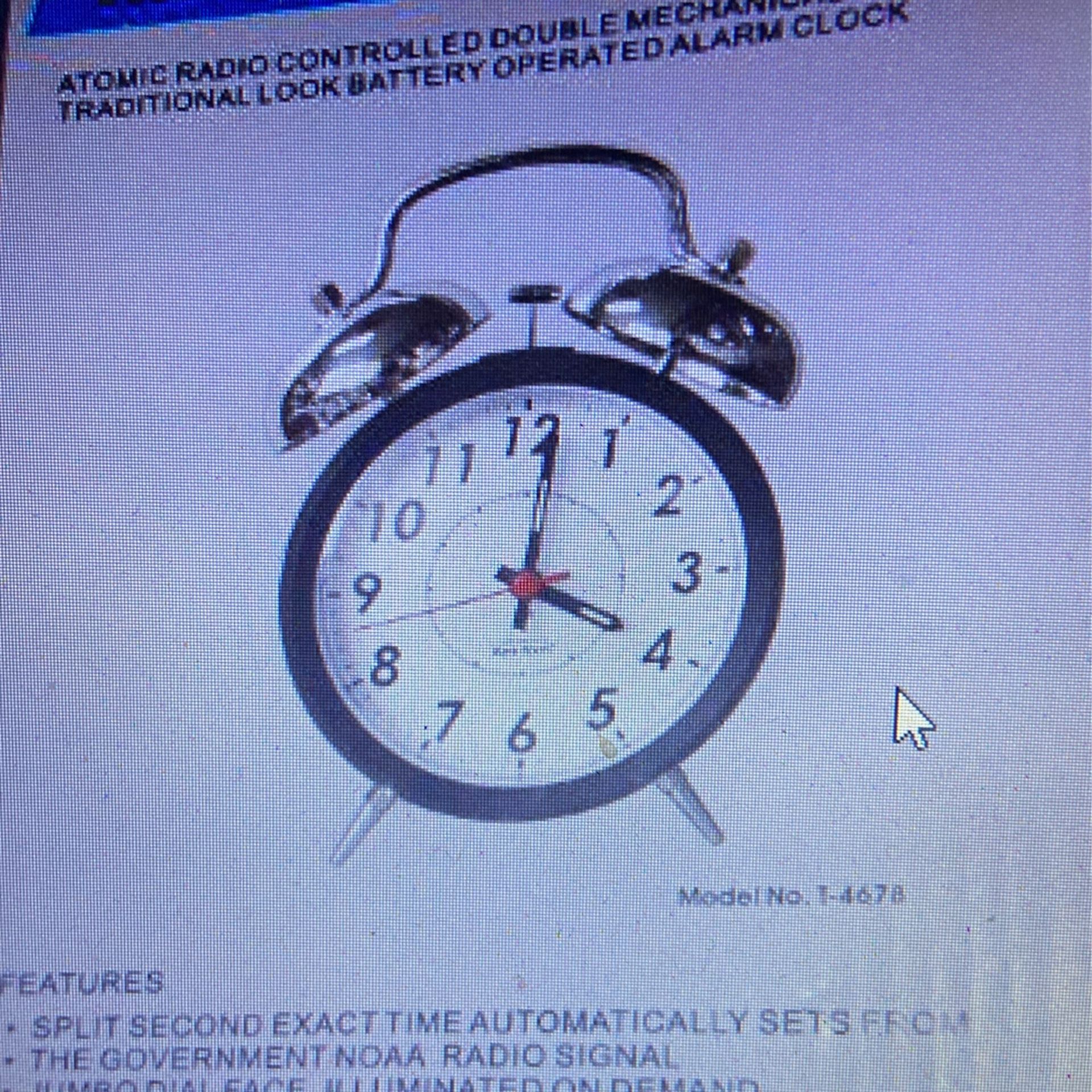 Vintage Atomic Radio Controlled Clock with Twin Mechanical Bell Alarm