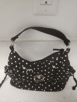 Black and white polka dot handbag