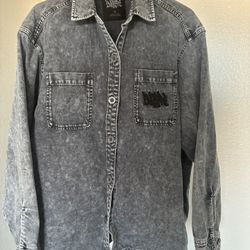 Empyre Clothing Black Denim Shirt Jacket Button Up Jean