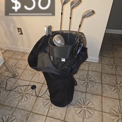 $29 Vintage SHOULDER GOLF BAG WITH CLUBS RIGHT HANDED