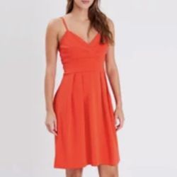 J.Crew fit & flare v-neck spaghetti strap orange dress women’s  Size 6