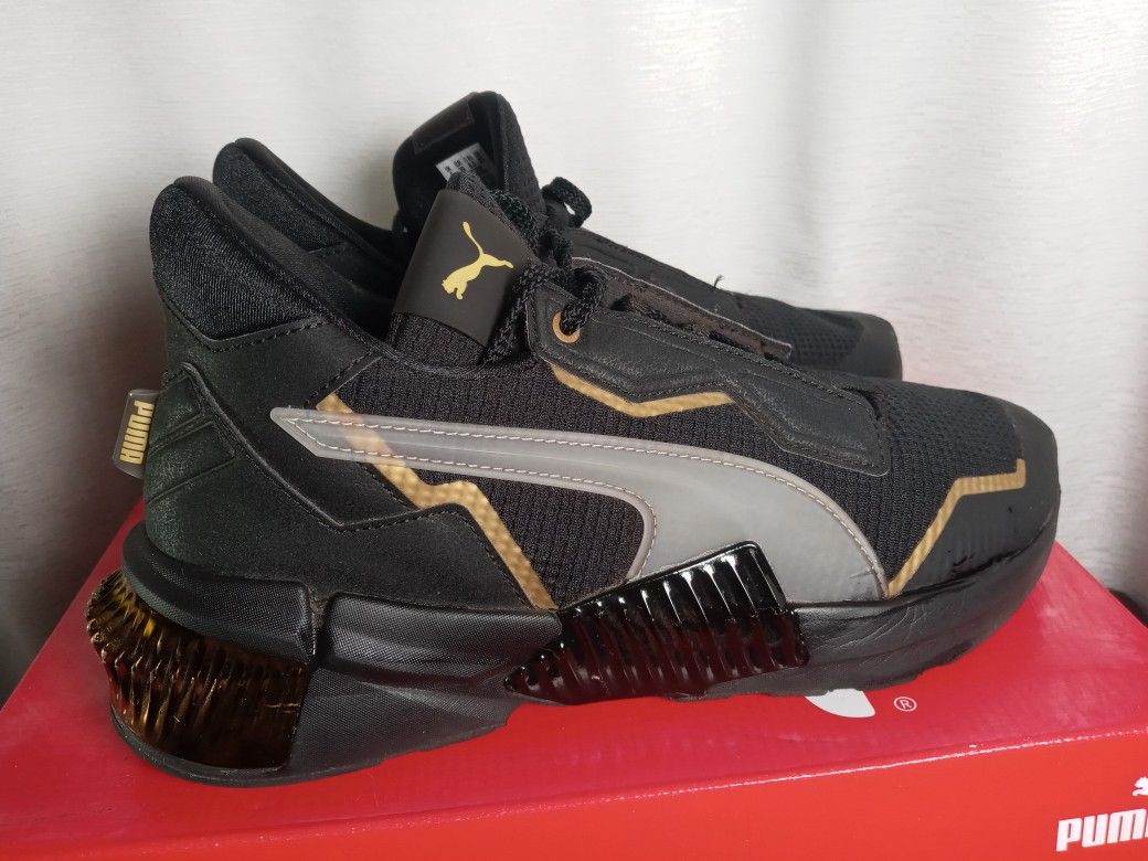 8.5 Puma Provoke XT Wns Black Gold Women Cross Training Shoes Sneakers 193784-01