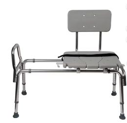 DMI Sliding Tub Transfer Bench and Shower Chair, Adjustable Height Bath Safety Seat, 400 lb Capacity, Cut-Out Seat. NEW