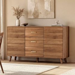 Sideboard Buffet Cabinet with Push-to-Open Doors & Drawers - Modern Dining Room Storage, Eco-Friendly Solid Wood Legs, Easy Assembly | Entryway Consol