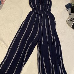 Jumpsuit White And Navy Blue 