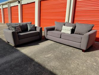 Grey Couch & Chair (delivery available)