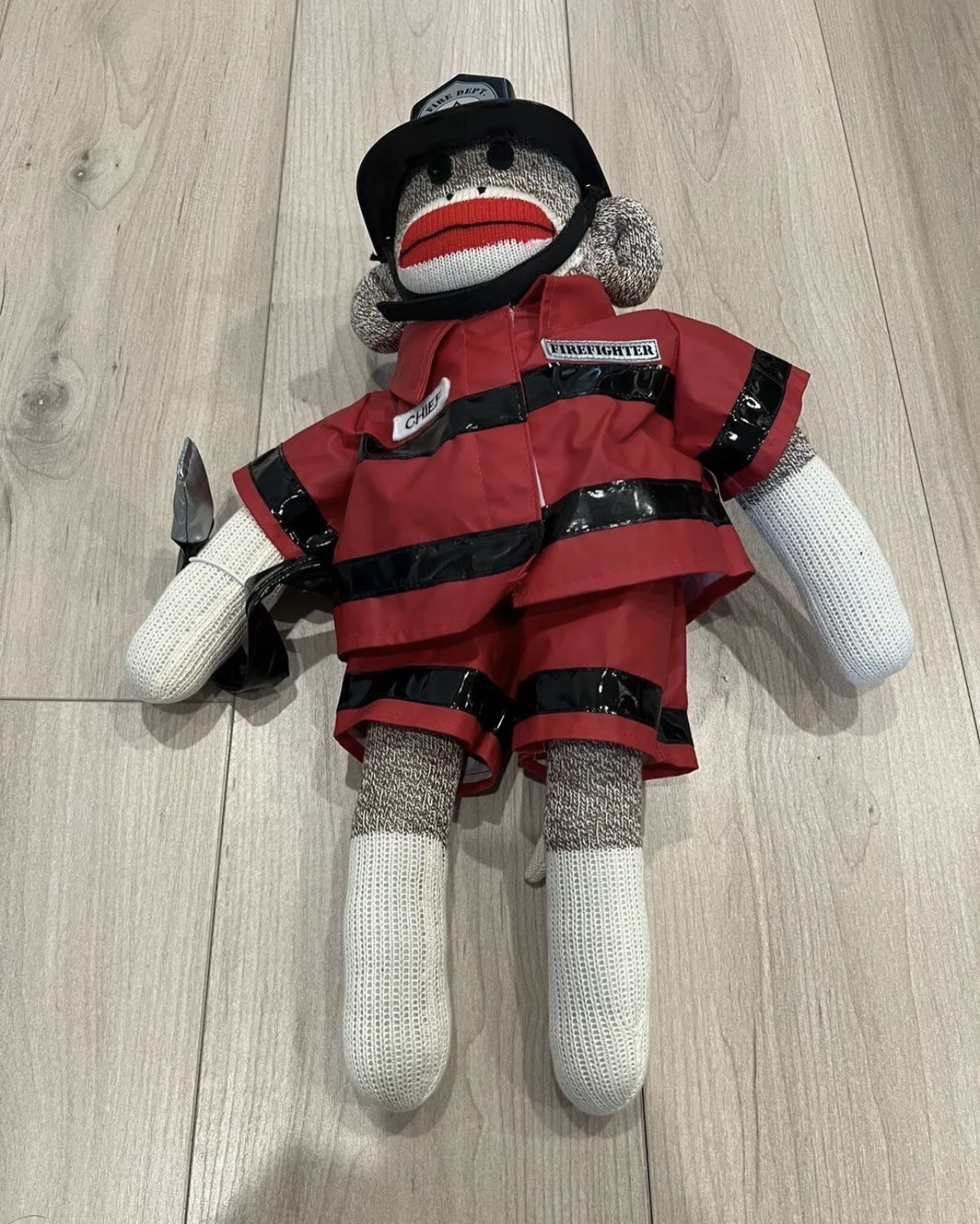 NWT 2013 Build A Bear Stuffed Sock Monkey Fireman Chief Bill Firefighter FD