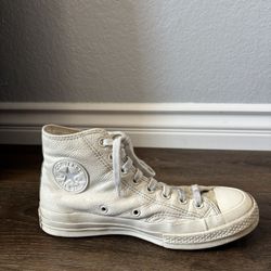All Leather White Converse Size 9W
