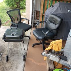 Two Office Chairs and BBQ