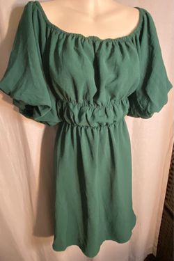 Green Off-Shoulder Mini Dress