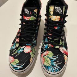 VANS High Top Black Tropical Sneakers - Barely Used - Size 