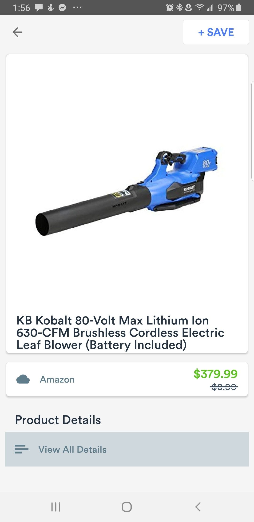 BRAND NEW KOBALT 80V MAX BRUSHLESS CORDLESS BLOWER KIT 1083767