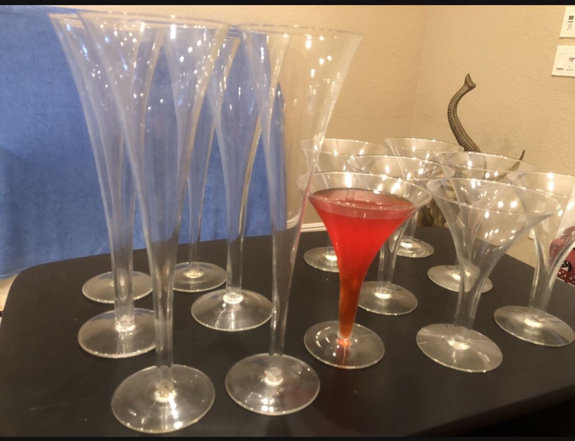Champagne Flutes - 2 Sets of 6 (short And Tall)