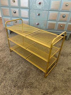 Gold metal shoe rack, 3 tiers