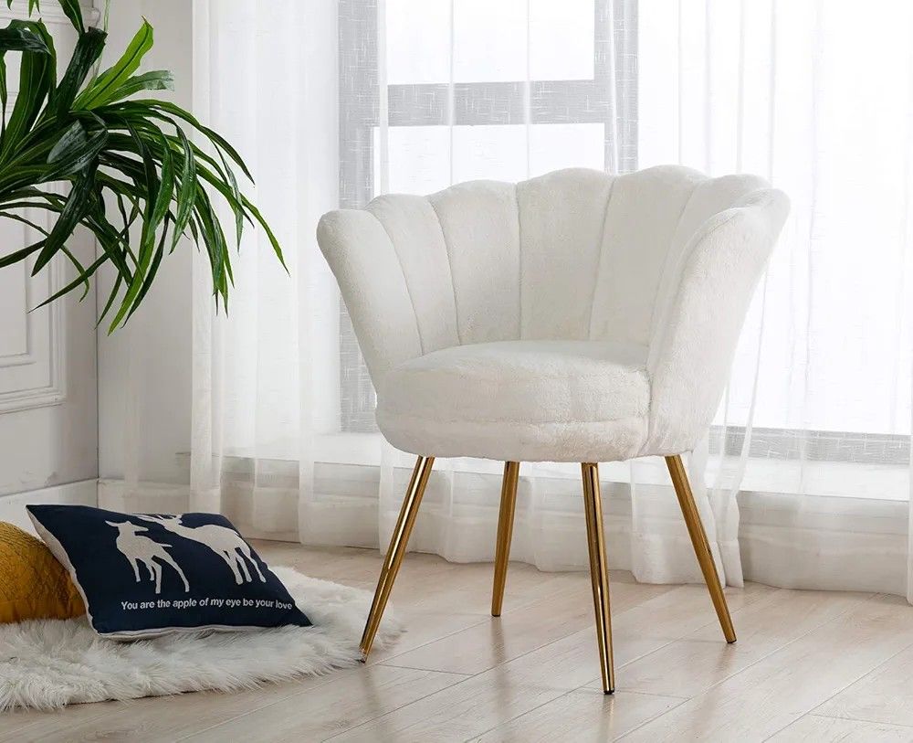 White Fur Accent Chair