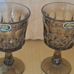 Set of 8 Noritake Perspective Sepia Wine Glasses 5” Japan