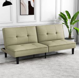 Futon Sofa Bed, Convertible Sleeper Couch Armless Daybed for Apartment, Studio, Dorm, Office, Home, Sage Green