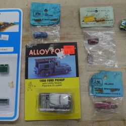  Alloy Forms HO Scale 1956 Ford Utility Pickup Truck Kit #H-2043 ; #42 209 'HO' Park Assortment (9 pcs) , Island Crafts & miniatures red  & blue car ;