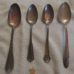 Antique Silver Plate Serving Spoon 
