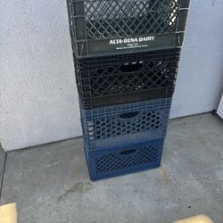 4 Used Plastic Milk Crates $7 Each