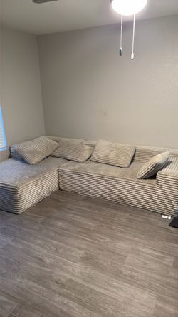 Light Beige Corduroy Sectional Sofa