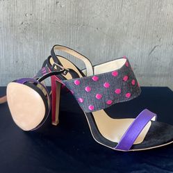 Gianni Marra Sandals Narrow feet Size 7 Made in Italy Polka Dot Satin Heel