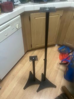 Adjustable Speaker Stands Pair Black