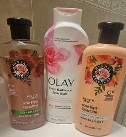 Herbal Essences Rose Hips Shampoo & Conditioner + Olay Body Wash Bundle