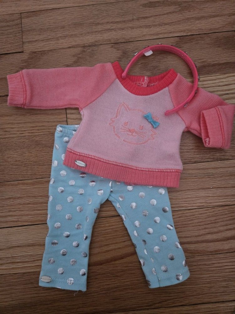 American Girl Cat Sweater + Polka Dot Leggings