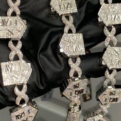 925 Silver Moissanite Diamond Chain And Bracelet 