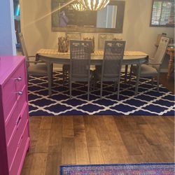 Gray Dining Set   Six Chairs With Extra Leaf 