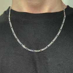 Solid Silver Chain Silver Figaro Chain 20in 3mm