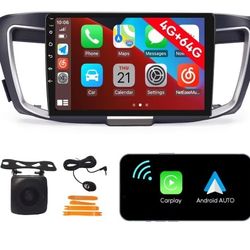 4G 64G] Android Car Stereo FM Radio Carplay Android Auto 10" Touchscreen Headunit Media Player with Backup Camera for Honda Accord 2013 2014 2015 2016