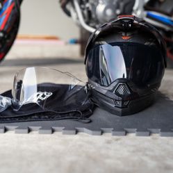 FLY Racing Large Trekker Motorcycle Helmet Matte Black Grey Red Dual Sport Adventure