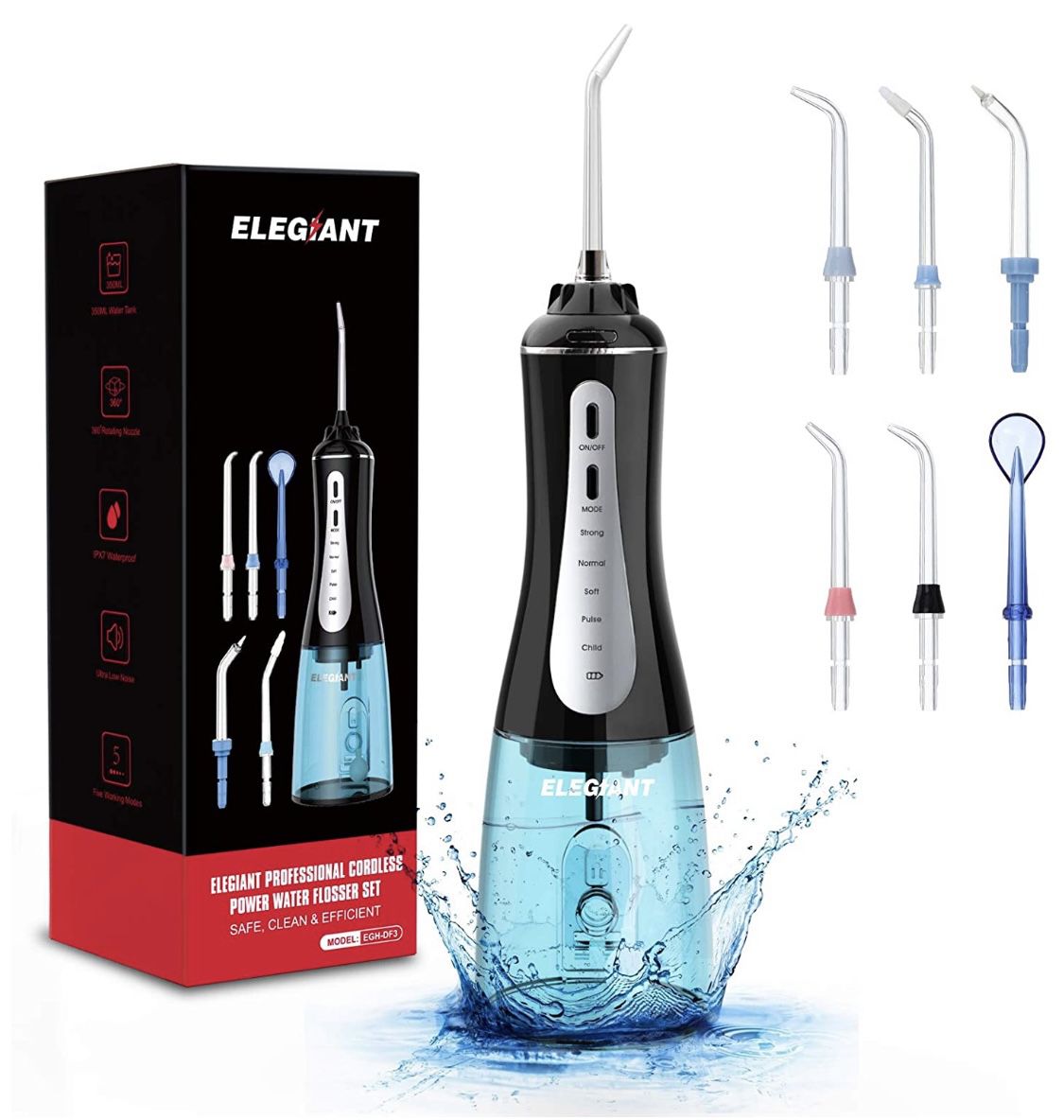 Brand New Water Flosser for Teeth, Cordless Dental Oral Irrigator Rechargeable, IPX7 Waterproof, 5 Modes Teeth Cleaner with 350ML Cleanable Water Tan