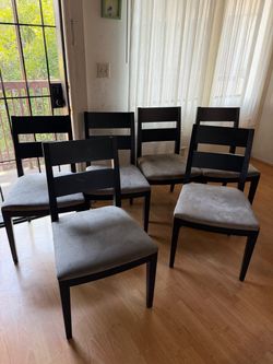 Set of 6 Dark Wood Dining Chairs