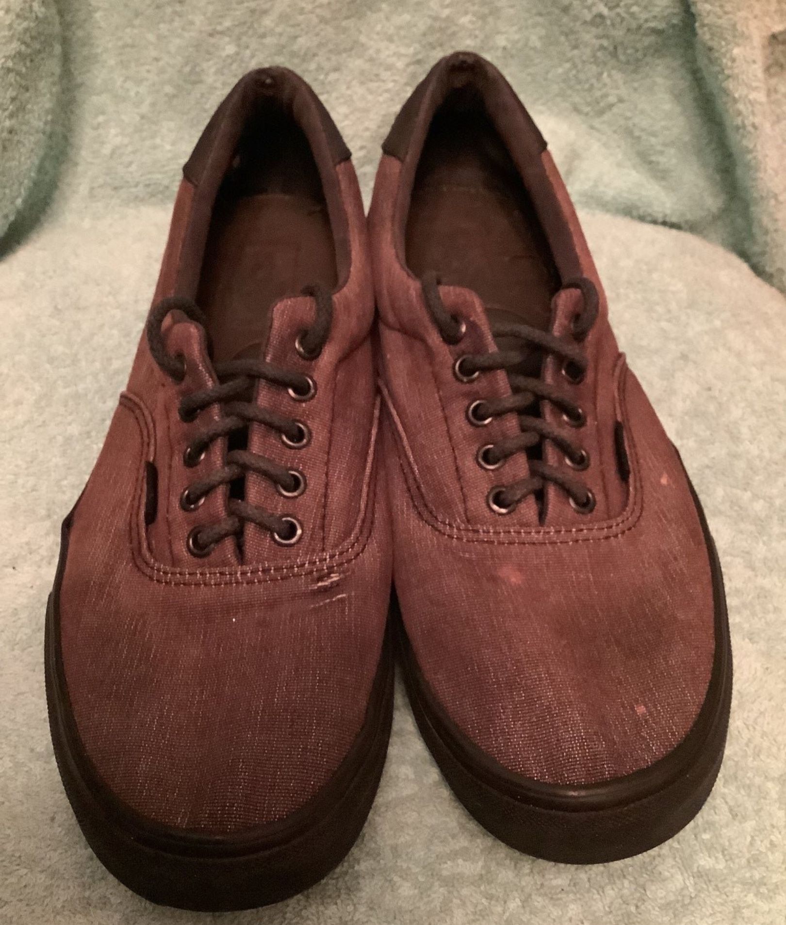 Vans Off the Wall Low Top Lace Up Brown Canvas Skateboard Shoes Men's Size 12