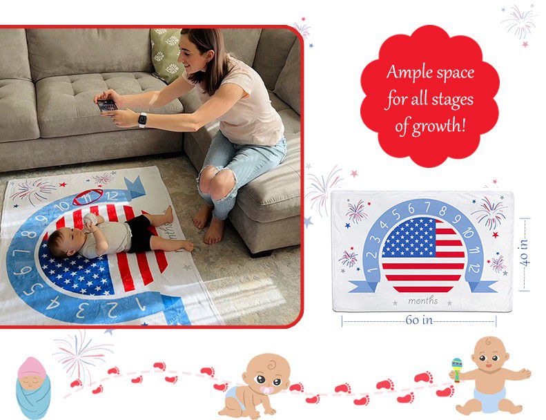 SleepyCookie -American Flag Baby Milestone Blanket